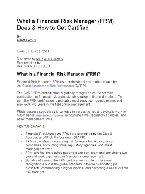 What a Financial Risk Manager (FRM) Does & How to Get Certified.